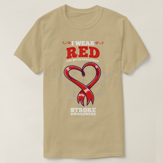 Camiseta I Wear Red For My Grandfather Stroke Awareness  (Frente do Design)