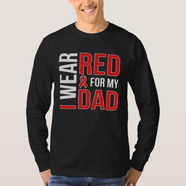 Camiseta I Wear Red For My Stroke Survivor Dad Stroke Aware (Frente)
