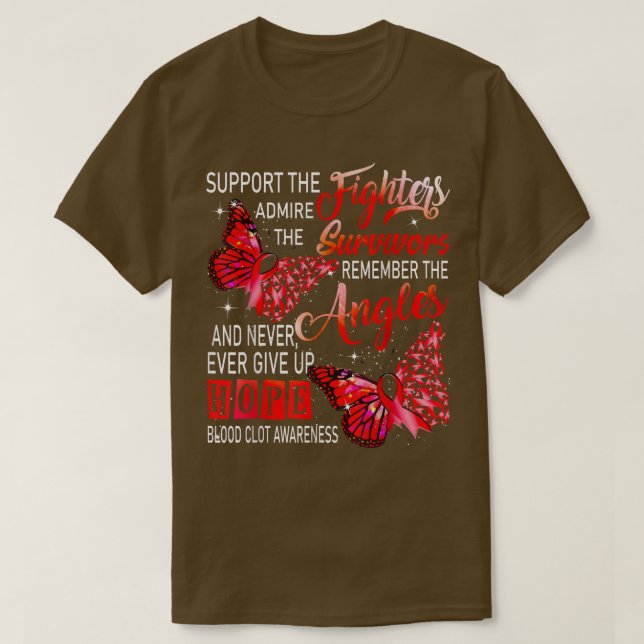 Camiseta I Wear Red Ribbon Butterflies Blood Clot Awareness (Frente do Design)
