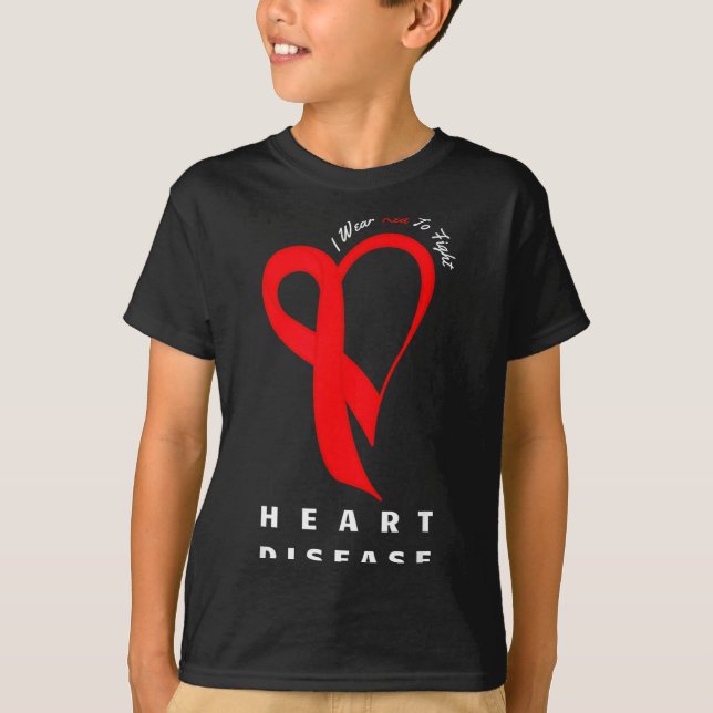 Camiseta I Wear Red To Fight Heart Disease Awareness Chd Ri (Frente)