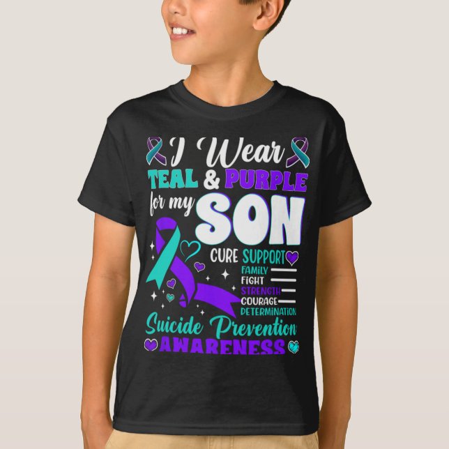 Camiseta I Wear Teal And Purple For My Son Suicide Preventi (Frente)