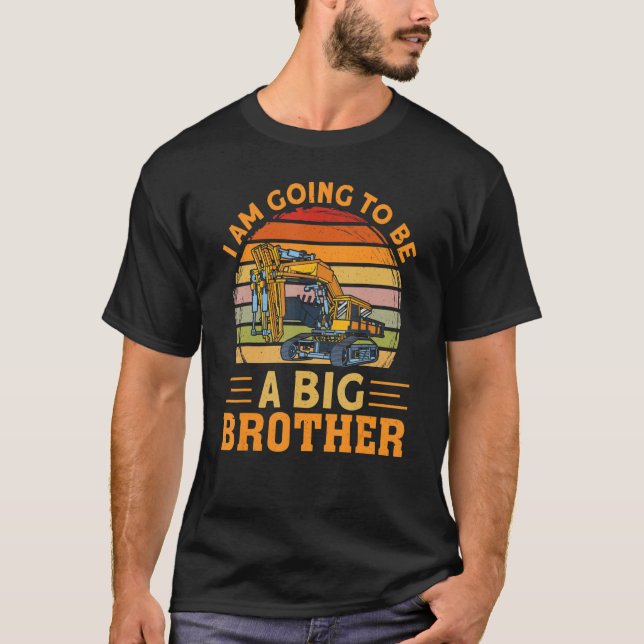 Camiseta I will be a big brother baby announcement excavato (Frente)