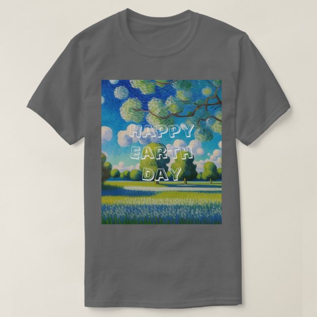 Camiseta IA Art Happy Earth Day Transparent Text Shirt (Frente do Design)