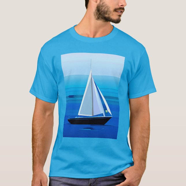 Camiseta Iate Sob Vela, Cobalto Azul (Frente)