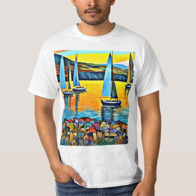 Camiseta Iates junto às rochas (Frente)