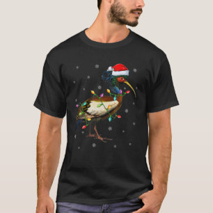 Camiseta Ibis Bird Xmas Lighting Santa Hat Ibis Christmas