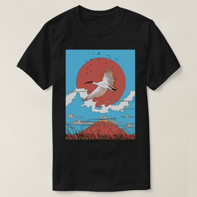 Camiseta Íbis com Crista em Voo (Frente do Design)