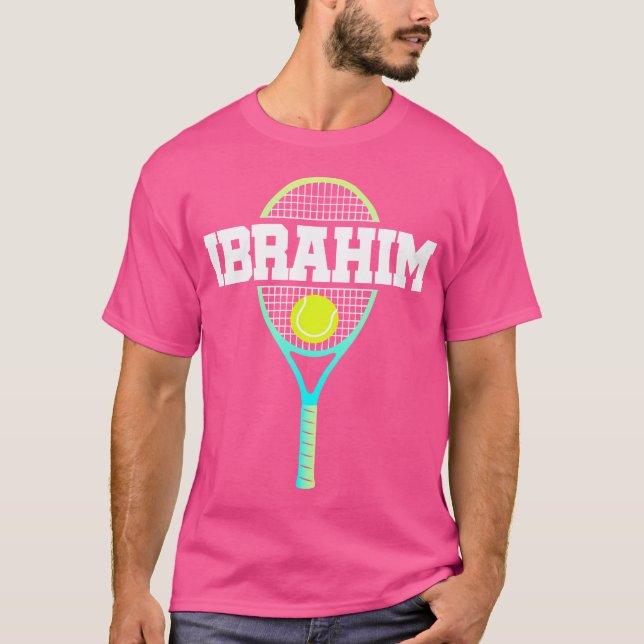 Camiseta Ibrahim Name Tênis Player Ball And Racket Sp (Frente)