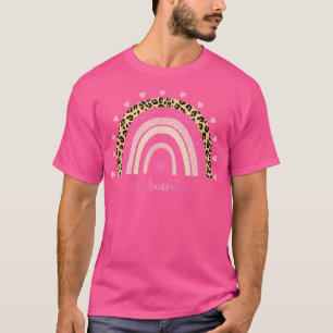 Camiseta Ic Sensibilização Coração Rosa Leopardo Arco-Íris 