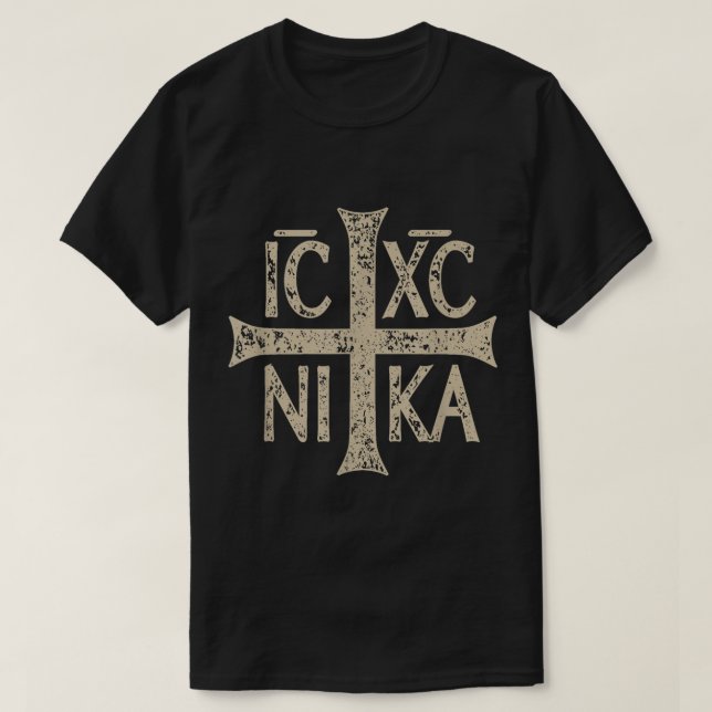 Camiseta IC XC NIKA Cross Christograma ortodoxo cristão (Frente do Design)