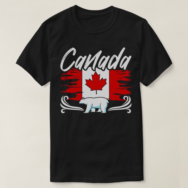 Camiseta Ice Bear Canadian Flag Mapepae Leaf Canada (Frente do Design)