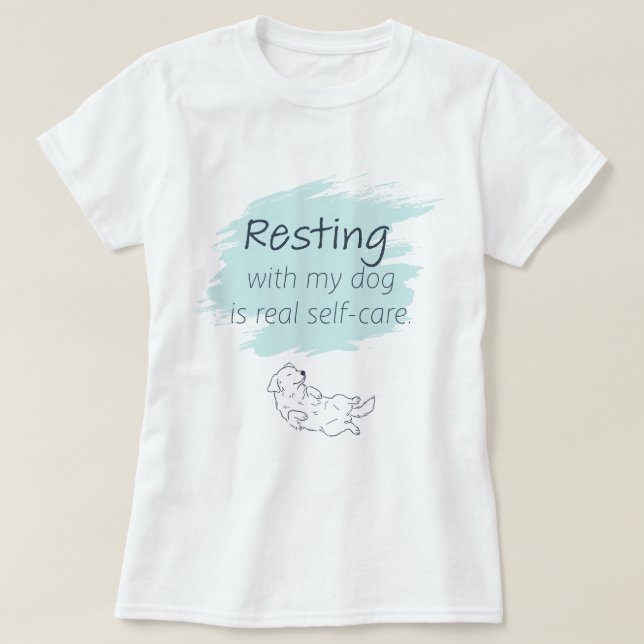 Camiseta Ice Blue Golden Retriever Self‑Care Tee (Frente do Design)