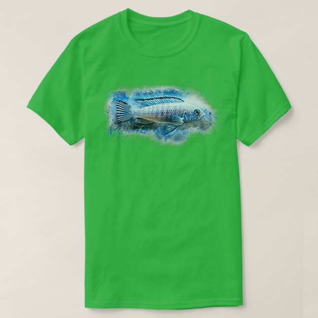 Camiseta Ice blue mouthbrooder Pseudotropheus socolofi (Frente do Design)