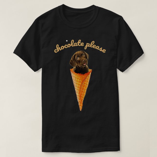 Camiseta Ice Cream Chocolate Labrador Lab Premium  (Frente do Design)