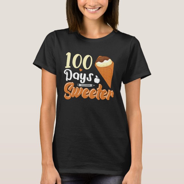 Camiseta Ice Cream Cone 100 Days Of School Teachers Girls B (Frente)