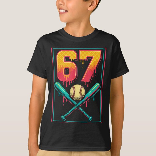 Camiseta Ice Cream Drip Baseball Stuff 67 Meme Gen Alpha &a (Frente)