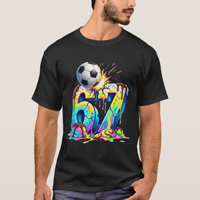 Camiseta Ice Cream Drip Soccer 67 Six Seven Funny Gen Alpha (Frente)
