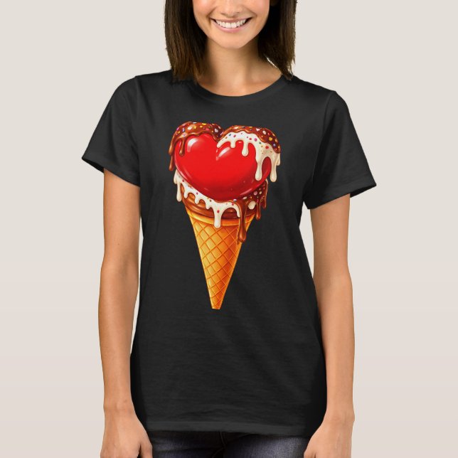 Camiseta Ice Cream Heart Funny Drip Valentines Day Boys Gir (Frente)