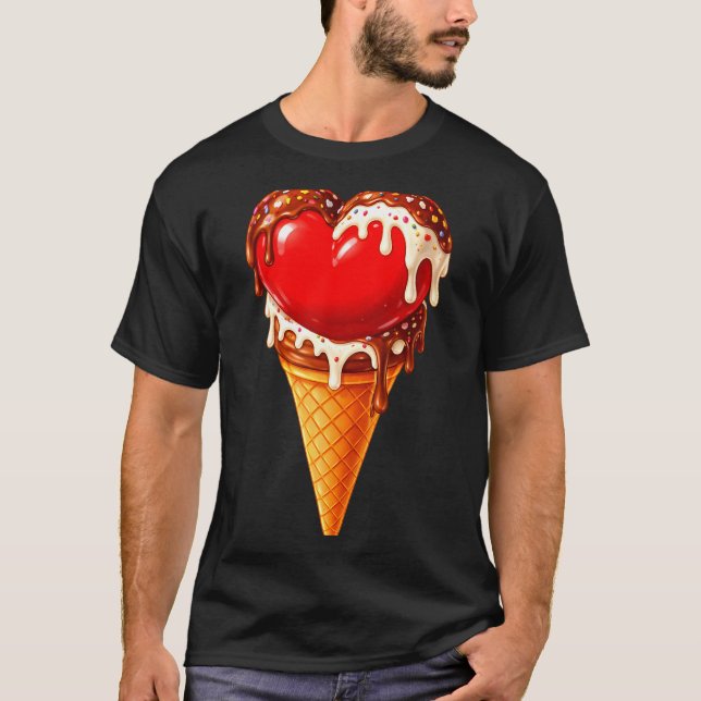 Camiseta Ice Cream Heart Funny Drip Valentines Day Boys Gir (Frente)