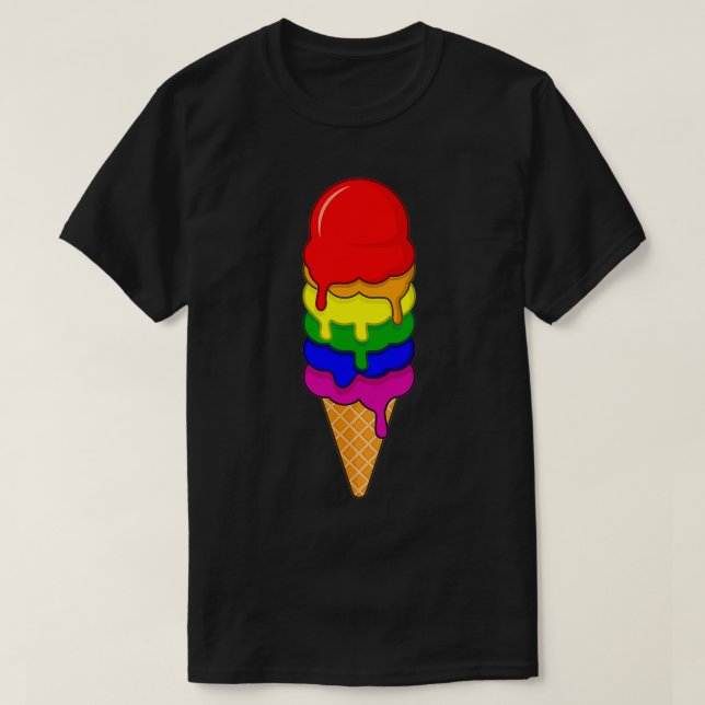 Camiseta Ice Cream LGBT Pride Month LGBTQ Rainbow Flag  (Frente do Design)