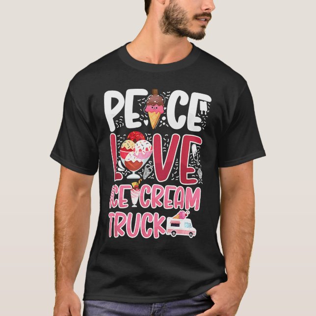 Camiseta Ice Cream Truck  Peace Love Ice Cream Truck Van Co (Frente)