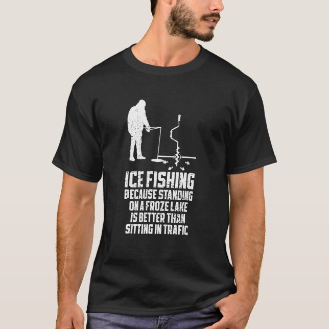 Camiseta Ice Fishing Fisherman Anglers  Winter Frozen Lake  (Frente)