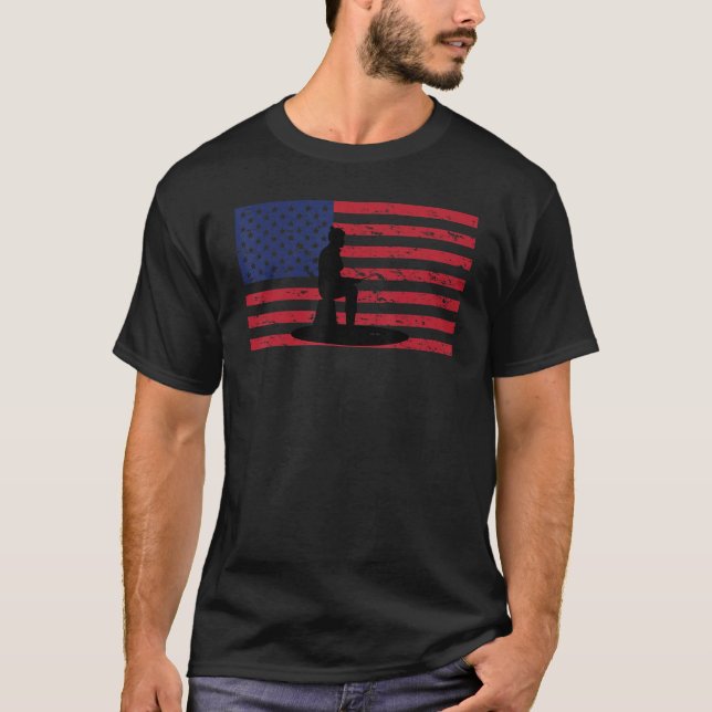 Camiseta Ice Fishing US Flag Ice Fisherman Ice Fisher (Frente)