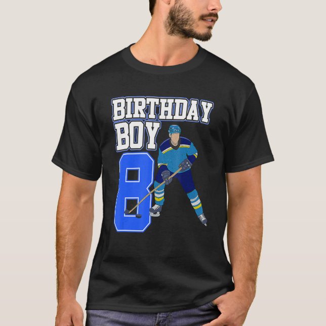 Camiseta Ice Hockey Boy 8º Aniversário Jogador de Esporte T (Frente)