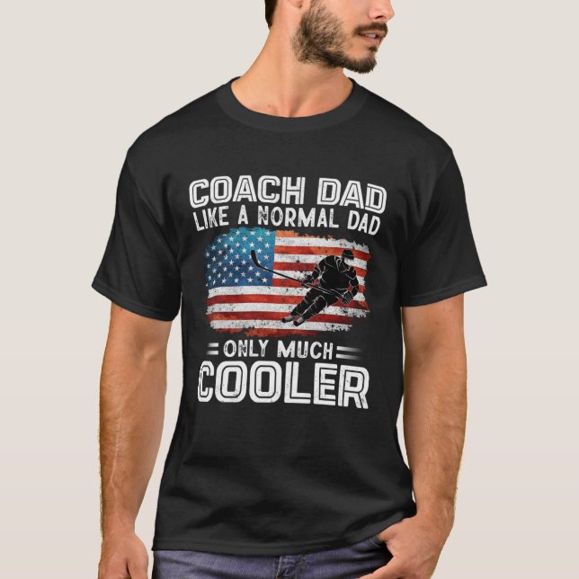 Camiseta Ice Hockey Coach Dad Hockey Players USA Flag (Frente)