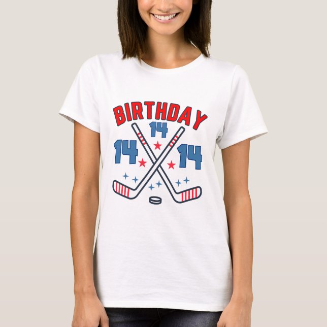 Camiseta Ice Hockey Fourteen Birthday Boy 14th Party Boys A (Frente)
