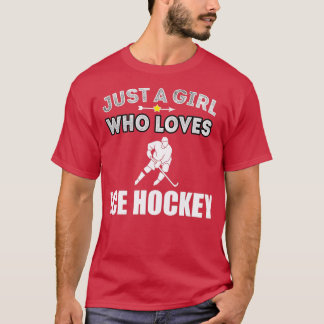 Camiseta Ice Hockey Girl ama Hockey Sports Engraçado Gift
