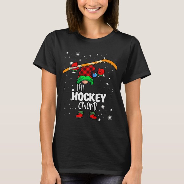 Camiseta Ice Hockey Gnome Red Buffalo Plaid Matching Family (Frente)