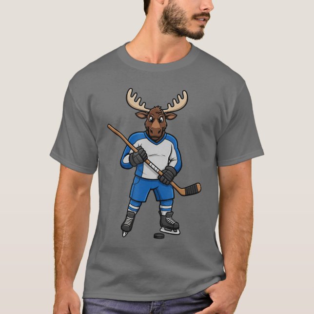 Camiseta Ice Hockey Moose Sports Player Animal friends (Frente)