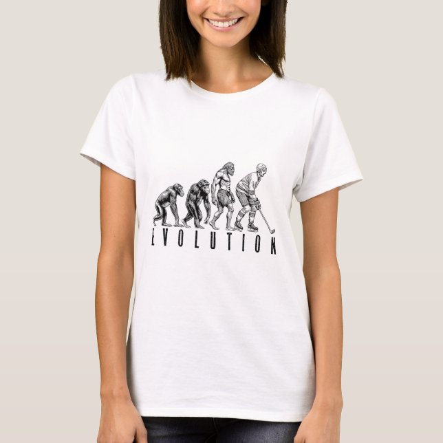 Camiseta Ice Hockey Player Evolution Funny Man Ape Caveman  (Frente)