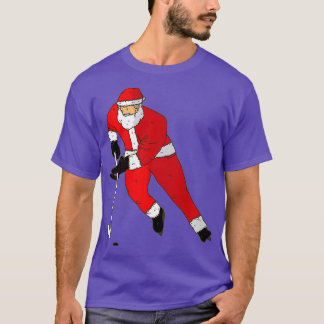 Camiseta Ice Hockey Playing Santa T  Christmas Gift