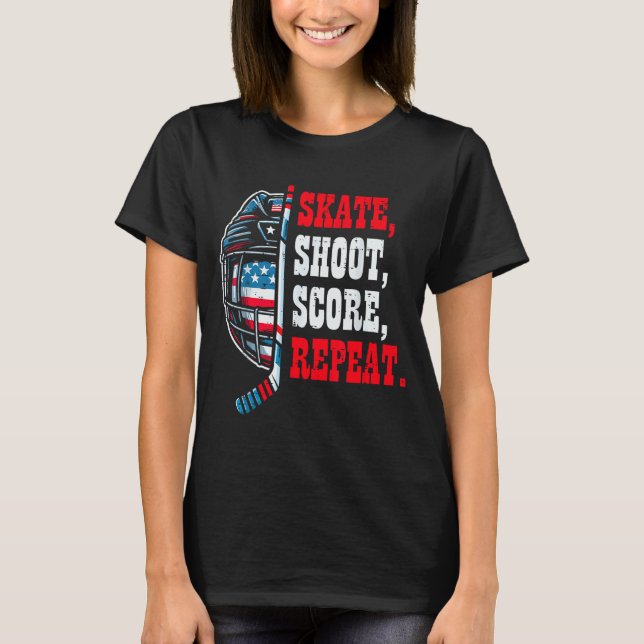Camiseta Ice Hockey Skate Shooy Score Repeat Player Men Boy (Frente)