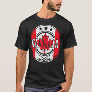 Camiseta Ice Hockey Stick Maple Leaf Canadian Flag Canadá D
