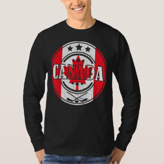 Camiseta Ice Hockey Stick Maple Leaf Canadian Flag Canadá D
