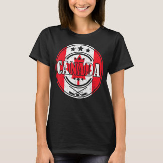 Camiseta Ice Hockey Stick Maple Leaf Canadian Flag Canadá D