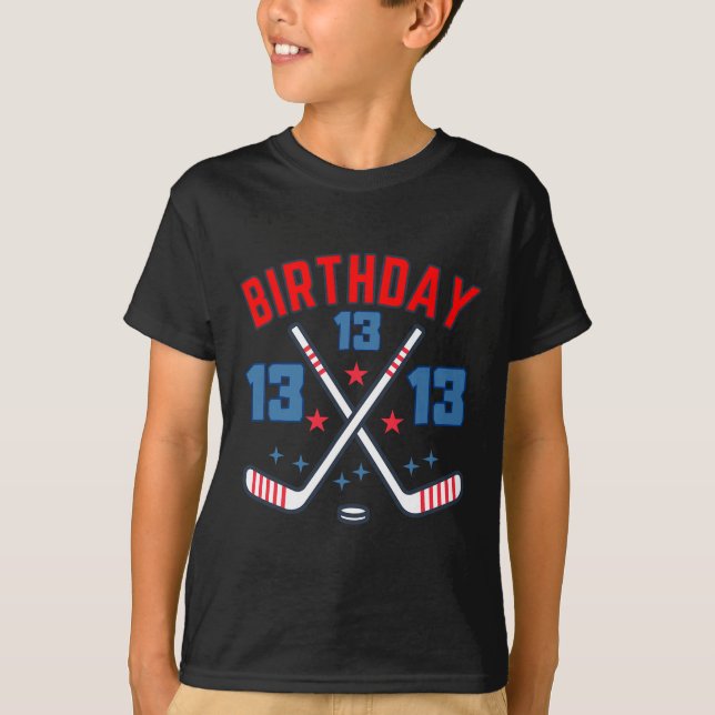 Camiseta Ice Hockey Thirteen Birthday Boy 13th Party Boys A (Frente)