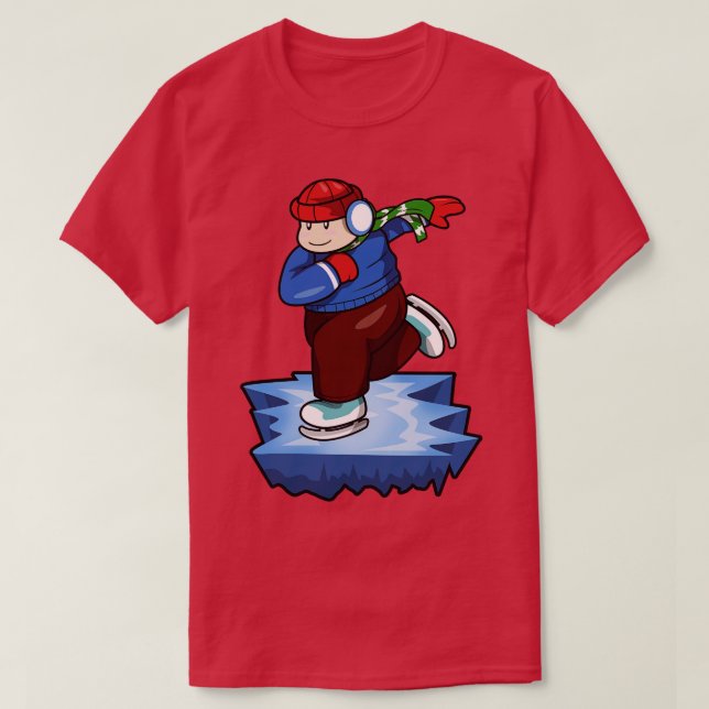 Camiseta Ice Skater com Sweater Scarf e Chapéu (Frente do Design)