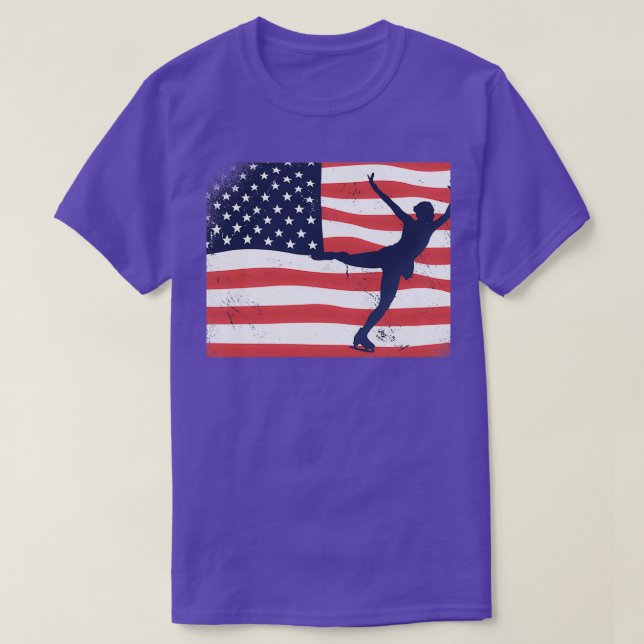 Camiseta Ice Skating American Flag (Frente do Design)