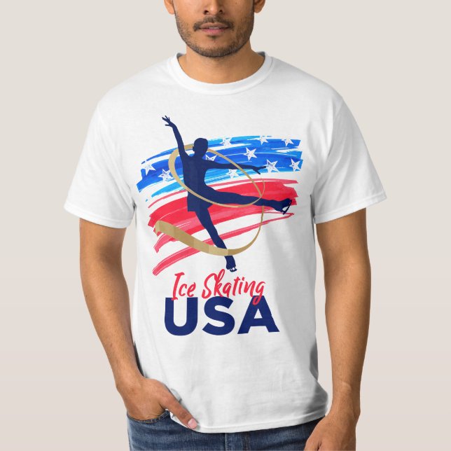 Camiseta Ice Skating Dance Support the Team T USA Flag  (Frente)