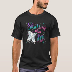 Camiseta Ice Skating Rolling 10th Festa de aniversário Girl