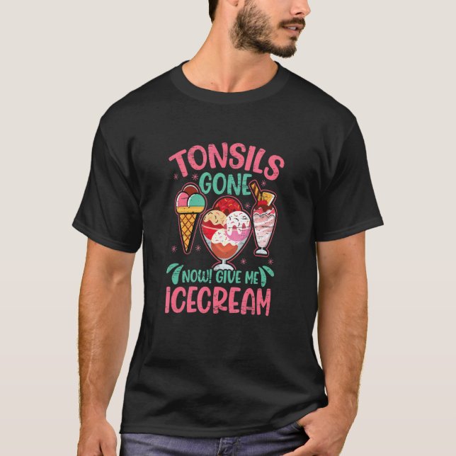 Camiseta Icecream Sobrevivência Tonsillectomia Tonsillitis (Frente)