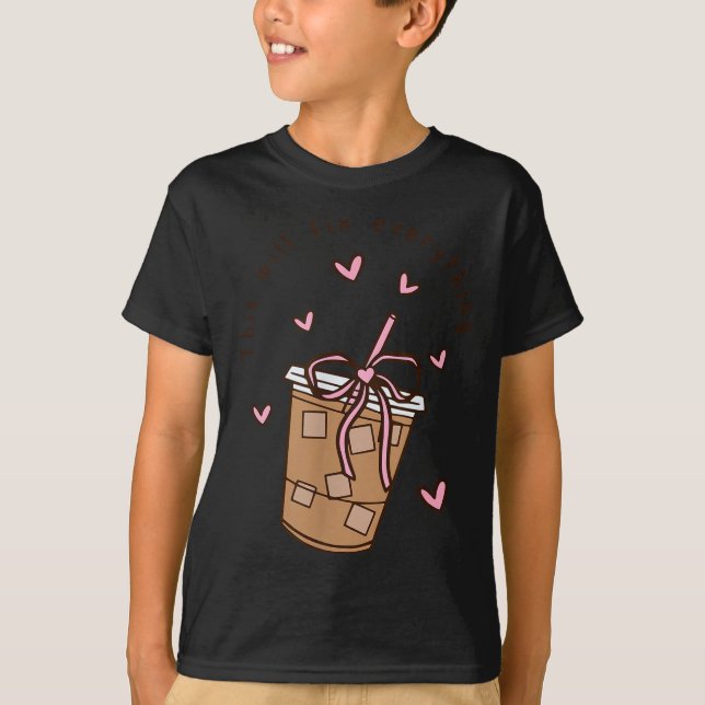 Camiseta Iced Coffee Quote Saying Sarcastic Nk Girly Bow He (Frente)