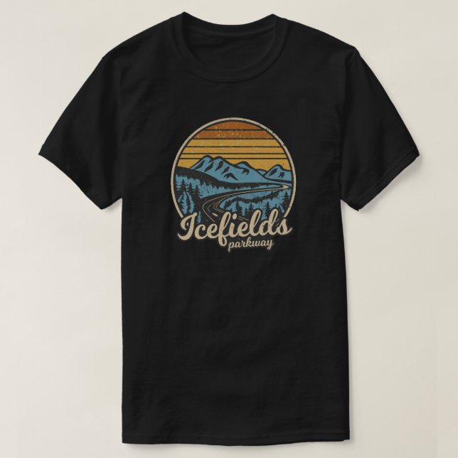 Camiseta Icefields Parkway Alberta Canada Retro (Frente do Design)
