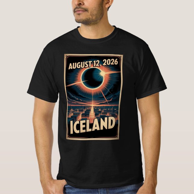 Camiseta Iceland Solar Eclipse 2026 Shirt Reykjavik Group (Frente)