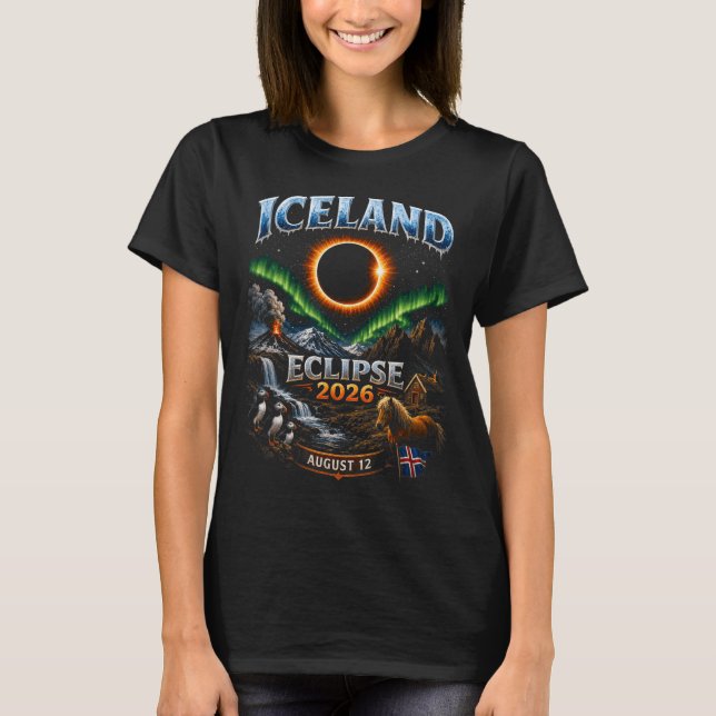 Camiseta Iceland Total Solar Eclipse 2026 Design (Frente)