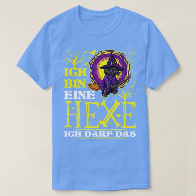 Camiseta Ich Caixa Eine Hexe Lustige Schwarze Katze Hallowe (Frente do Design)